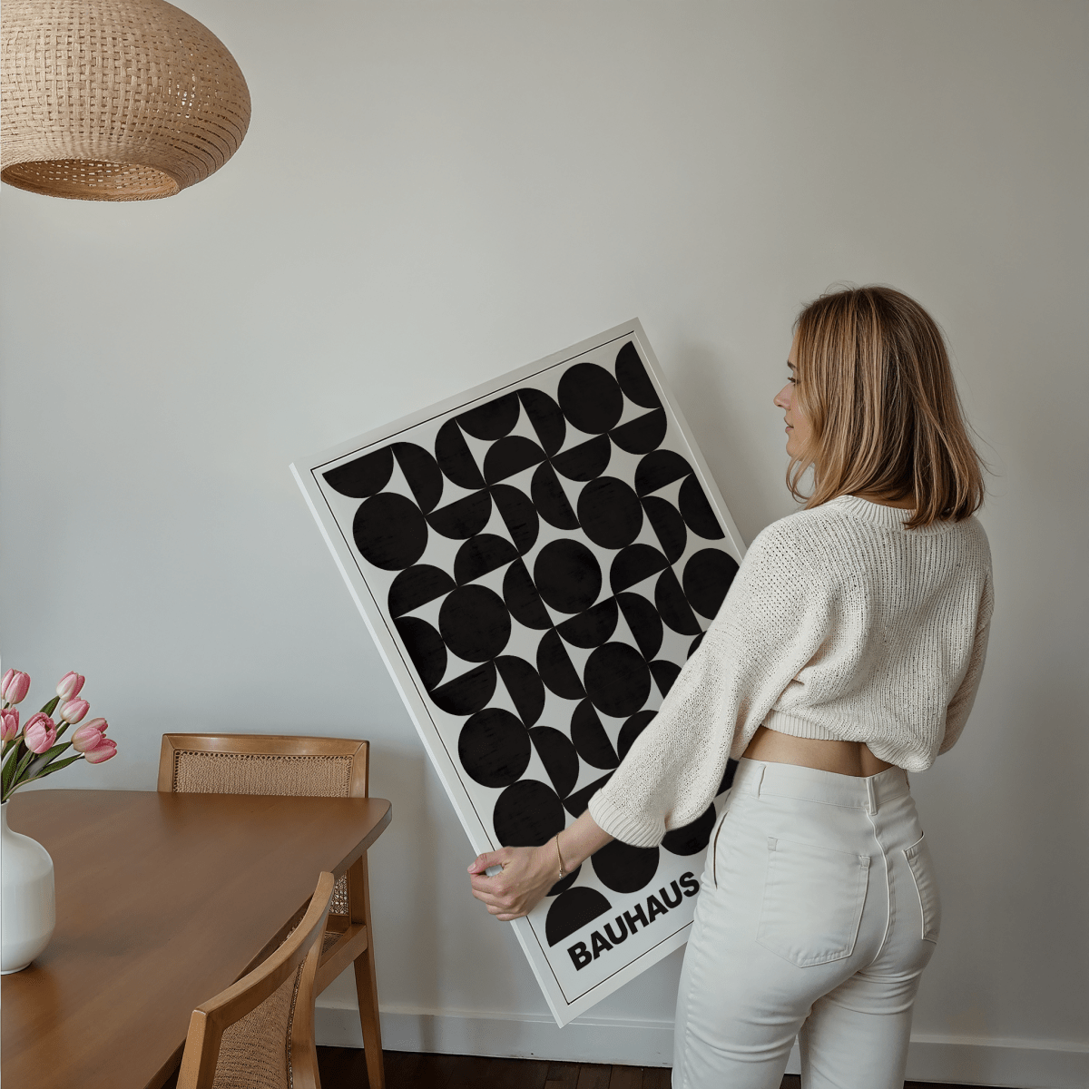 Poster Bauhaus Abstrakte Kunst · Schwarze geometrische Formen im minimalistischen Design · Modernes Wandbild · Deko Print ohne Rahmen - justgoodmood