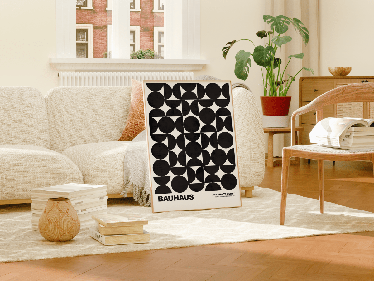 Poster Bauhaus Abstrakte Kunst · Schwarze geometrische Formen im minimalistischen Design · Modernes Wandbild · Deko Print ohne Rahmen - justgoodmood