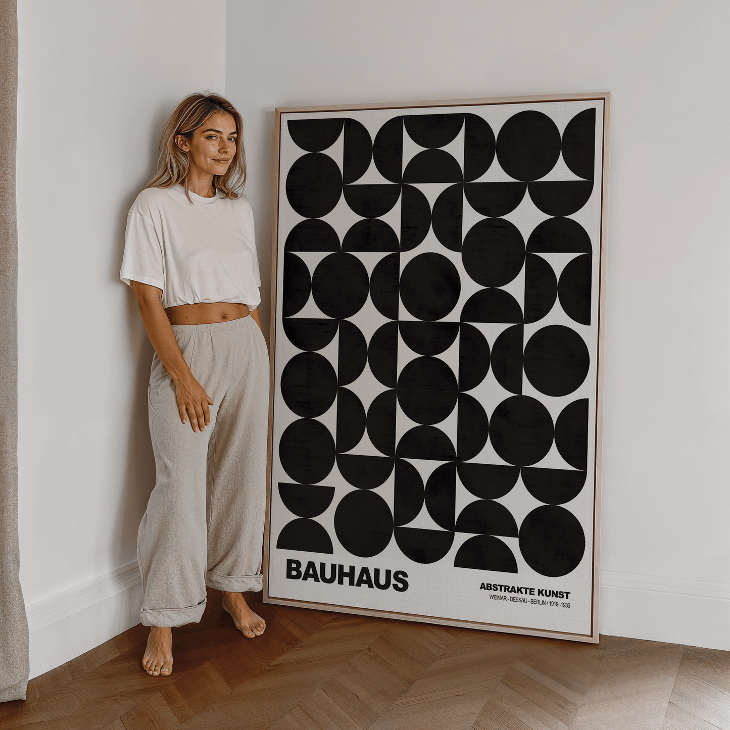 Poster Bauhaus Abstrakte Kunst · Schwarze geometrische Formen im minimalistischen Design · Modernes Wandbild · Deko Print ohne Rahmen - justgoodmood