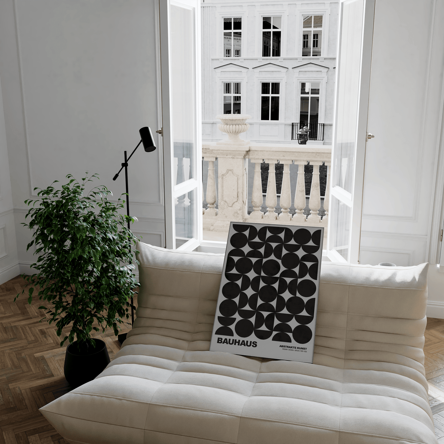 Poster Bauhaus Abstrakte Kunst · Schwarze geometrische Formen im minimalistischen Design · Modernes Wandbild · Deko Print ohne Rahmen - justgoodmood