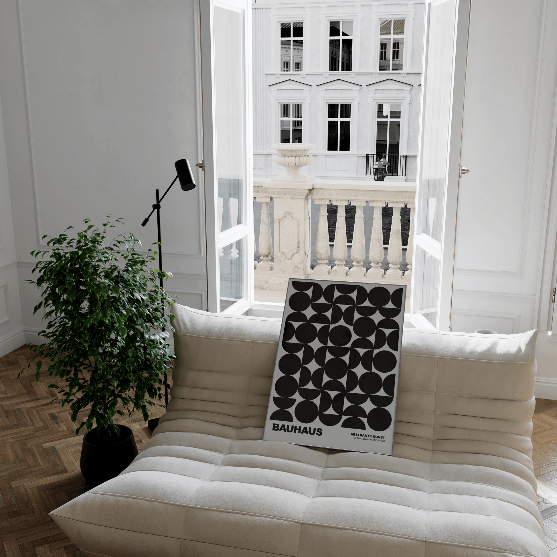 Poster Bauhaus Abstrakte Kunst · Schwarze geometrische Formen im minimalistischen Design · Modernes Wandbild · Deko Print ohne Rahmen - justgoodmood