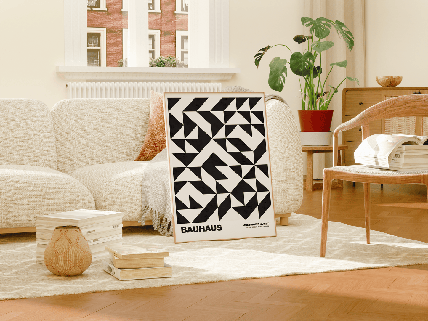 Poster Bauhaus Geometrische Formen · Abstraktes Auge in Primärfarben Blau Rot Gelb · Modernes Design Print ohne Rahmen - justgoodmood