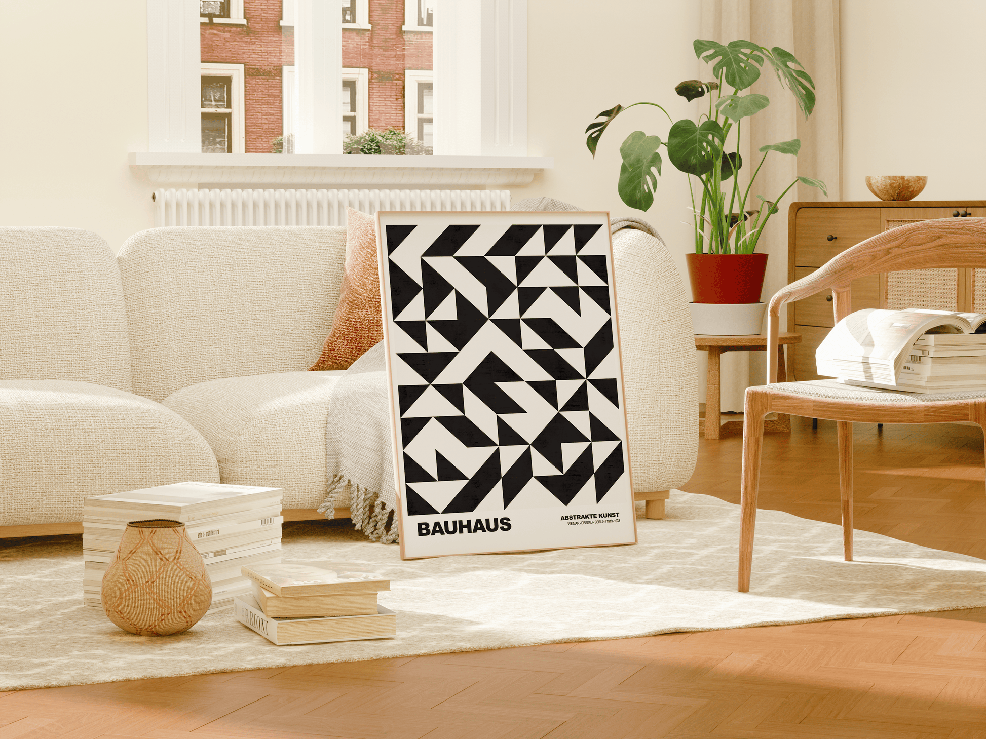 Poster Bauhaus Geometrische Formen · Abstraktes Auge in Primärfarben Blau Rot Gelb · Modernes Design Print ohne Rahmen - justgoodmood