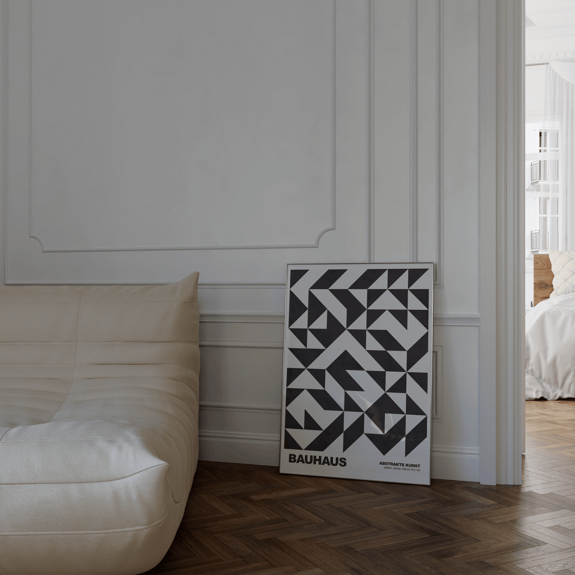 Poster Bauhaus Geometrische Formen · Abstraktes Auge in Primärfarben Blau Rot Gelb · Modernes Design Print ohne Rahmen - justgoodmood