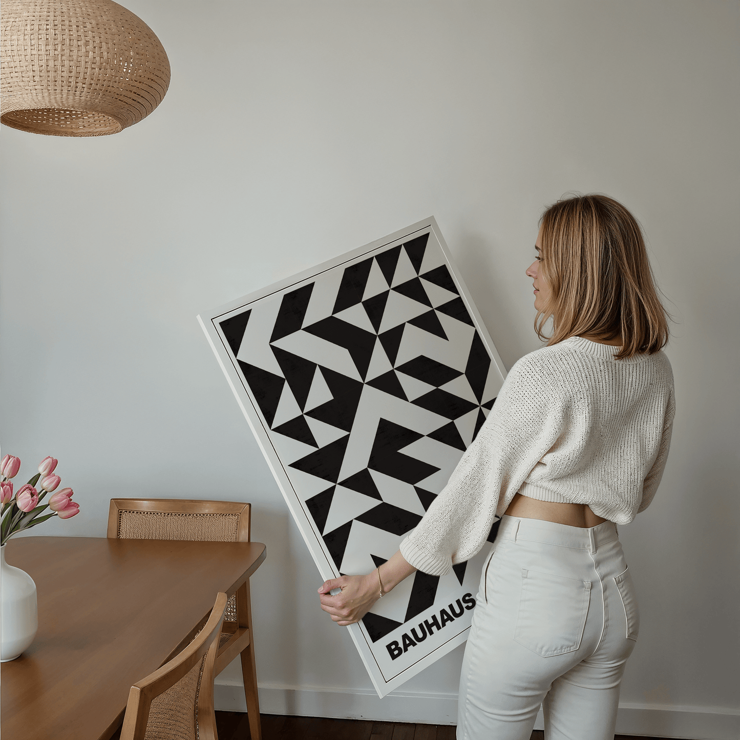 Poster Bauhaus Geometrische Formen · Abstraktes Auge in Primärfarben Blau Rot Gelb · Modernes Design Print ohne Rahmen - justgoodmood