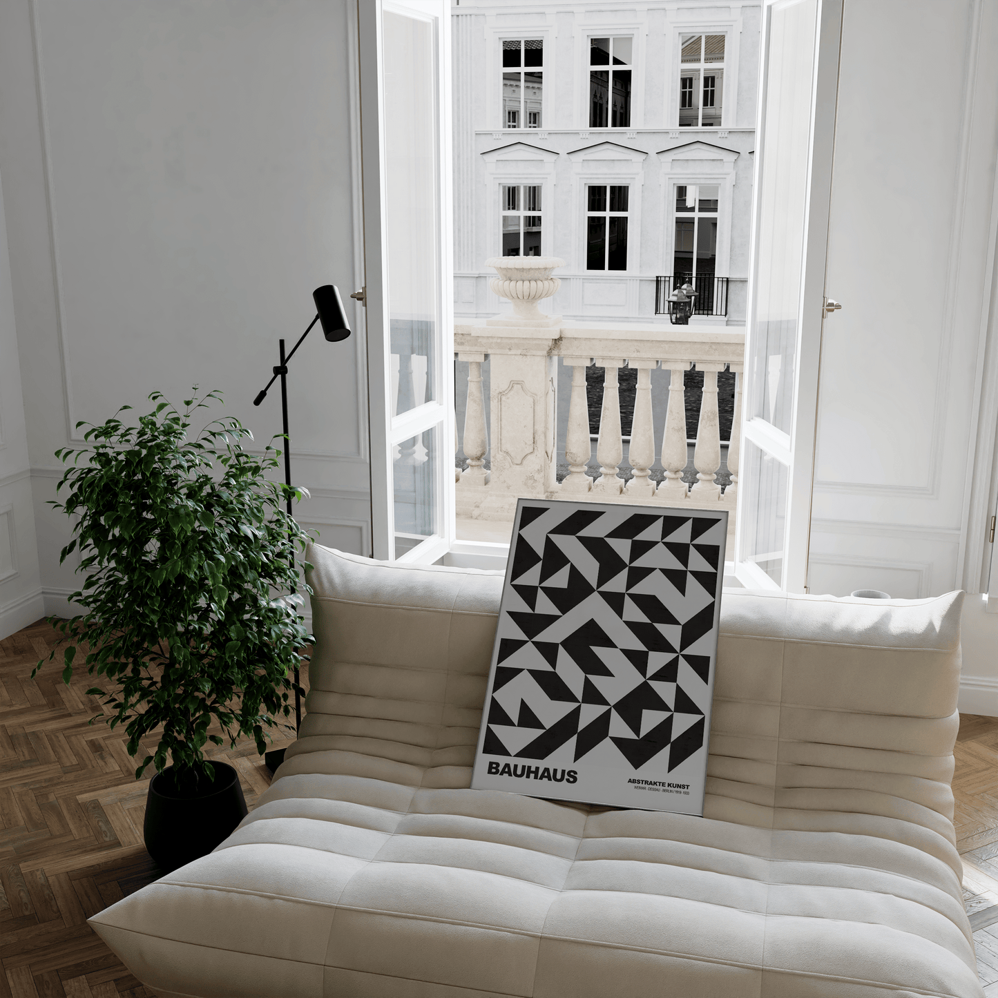 Poster Bauhaus Geometrische Formen · Abstraktes Auge in Primärfarben Blau Rot Gelb · Modernes Design Print ohne Rahmen - justgoodmood