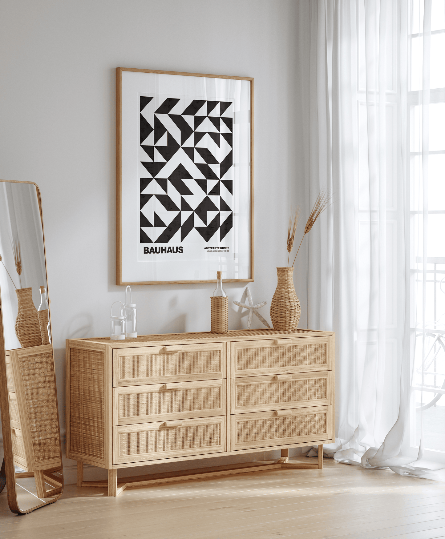 Poster Bauhaus Geometrische Formen · Abstraktes Auge in Primärfarben Blau Rot Gelb · Modernes Design Print ohne Rahmen - justgoodmood