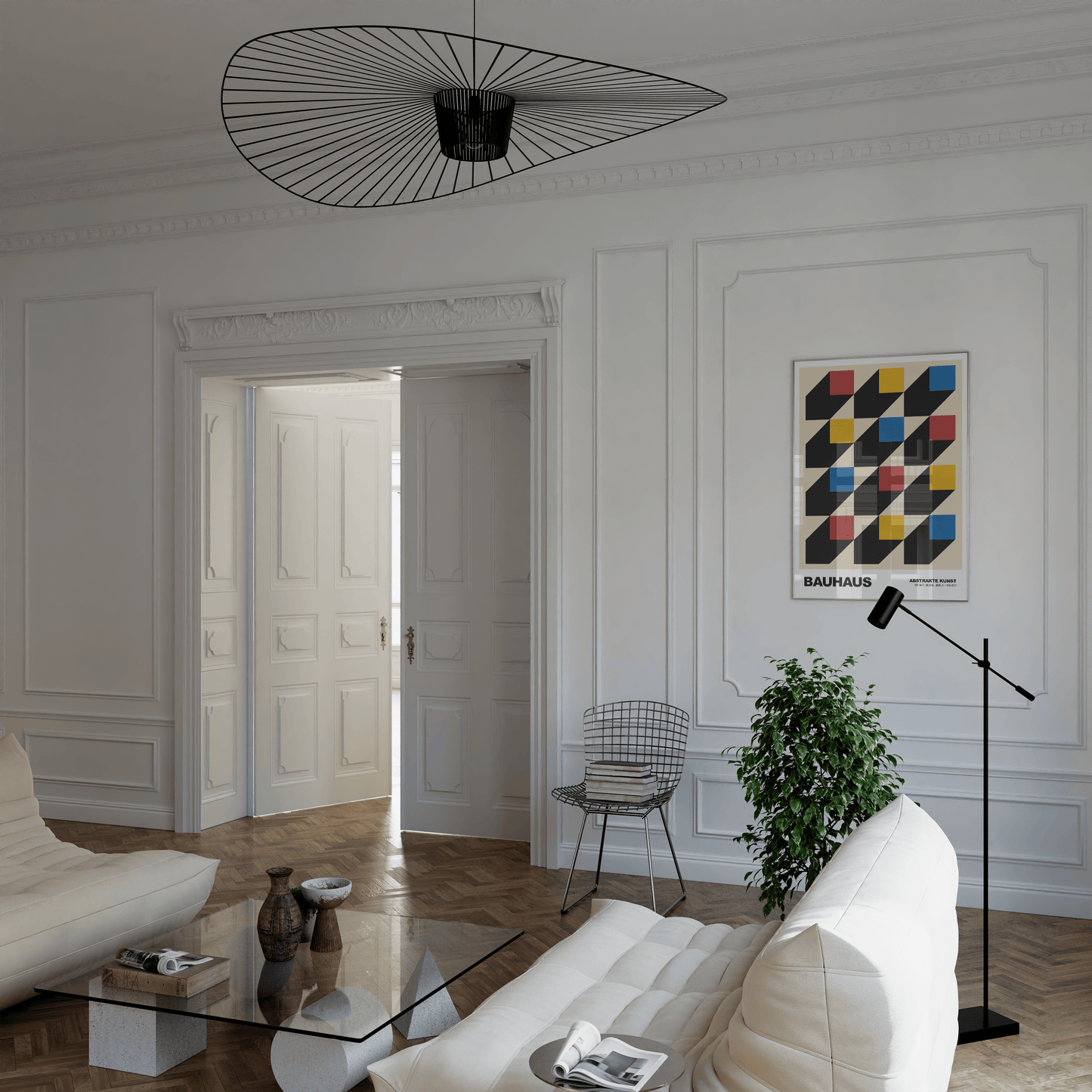 Poster Bauhaus Muster · Geometrisches Design mit Schatten · Modern Art in Primärfarben Rot Gelb Blau · Deko Print ohne Rahmen - justgoodmood