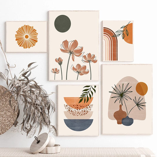 Poster Boho Abtrakt Boho · Berge Sonne | Bilder Wohnzimmer | Wandbilder Schlafzimmer | Deko Print ohne Rahmen | Bilder  Kunstdruck