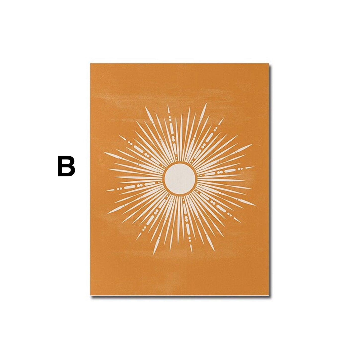 Poster Boho Abtrakt Sonne Berge und Pflanzen im Blumetopf als Deko Print ohne Rahmen