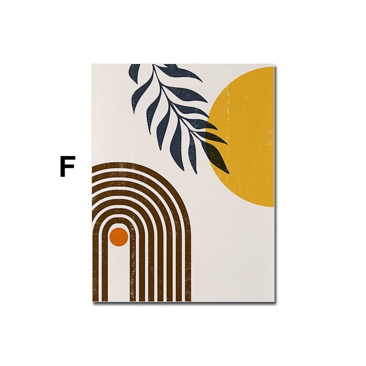 Poster Boho Abtrakt Sonne Halbkreise und Blätter mit Gelbtönen als Deko Print ohne Rahmen