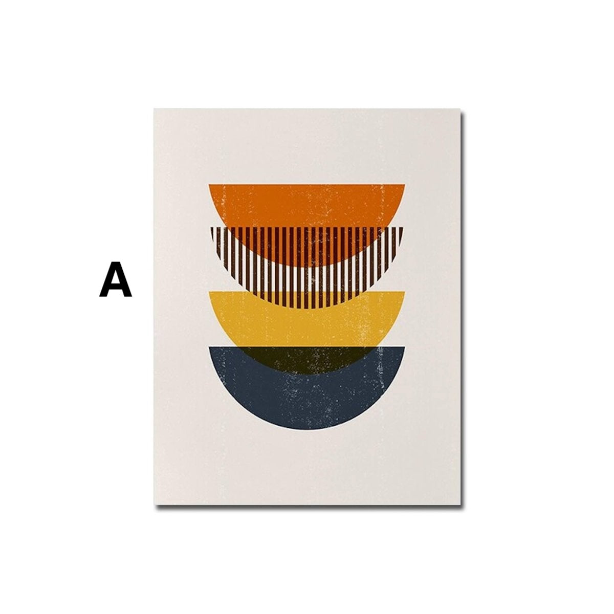 Poster Boho Abtrakt Sonne Halbkreise und Blätter mit Gelbtönen als Deko Print ohne Rahmen