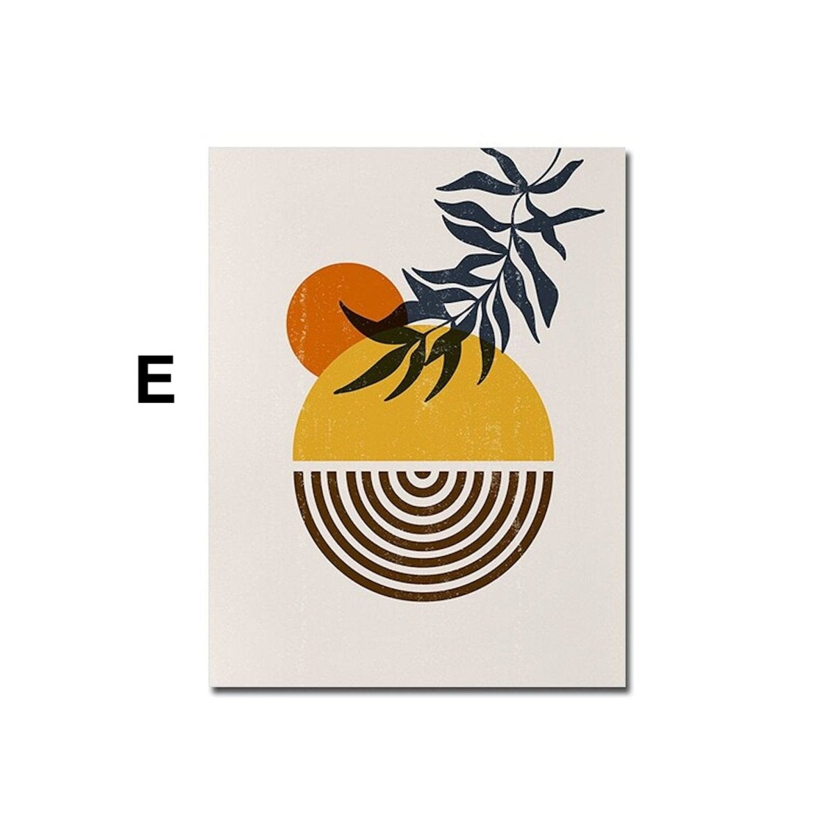 Poster Boho Abtrakt Sonne Halbkreise und Blätter mit Gelbtönen als Deko Print ohne Rahmen