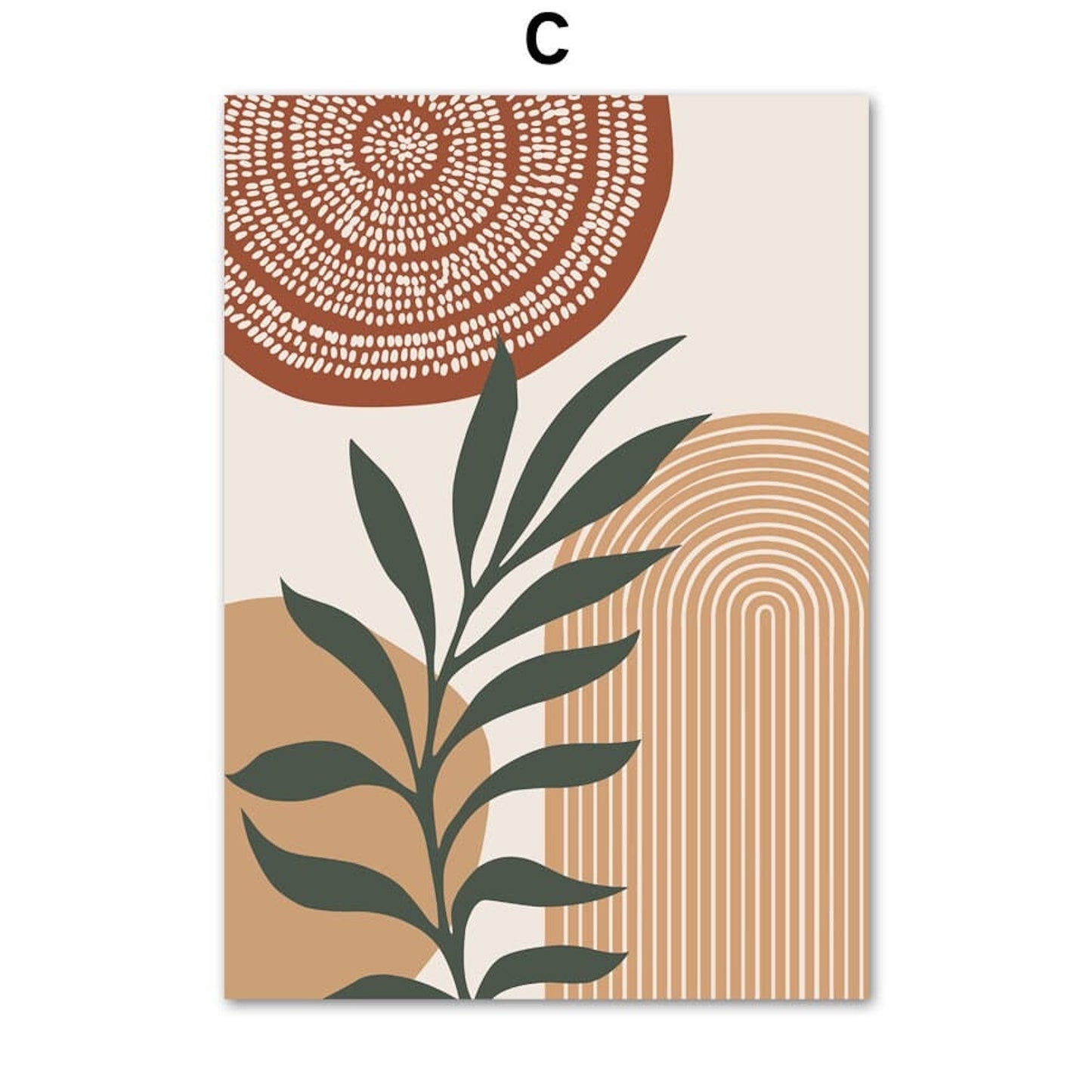 Poster Boho Grüne Blätter · Geometrische Formen als Deko Print ohne Rahmen