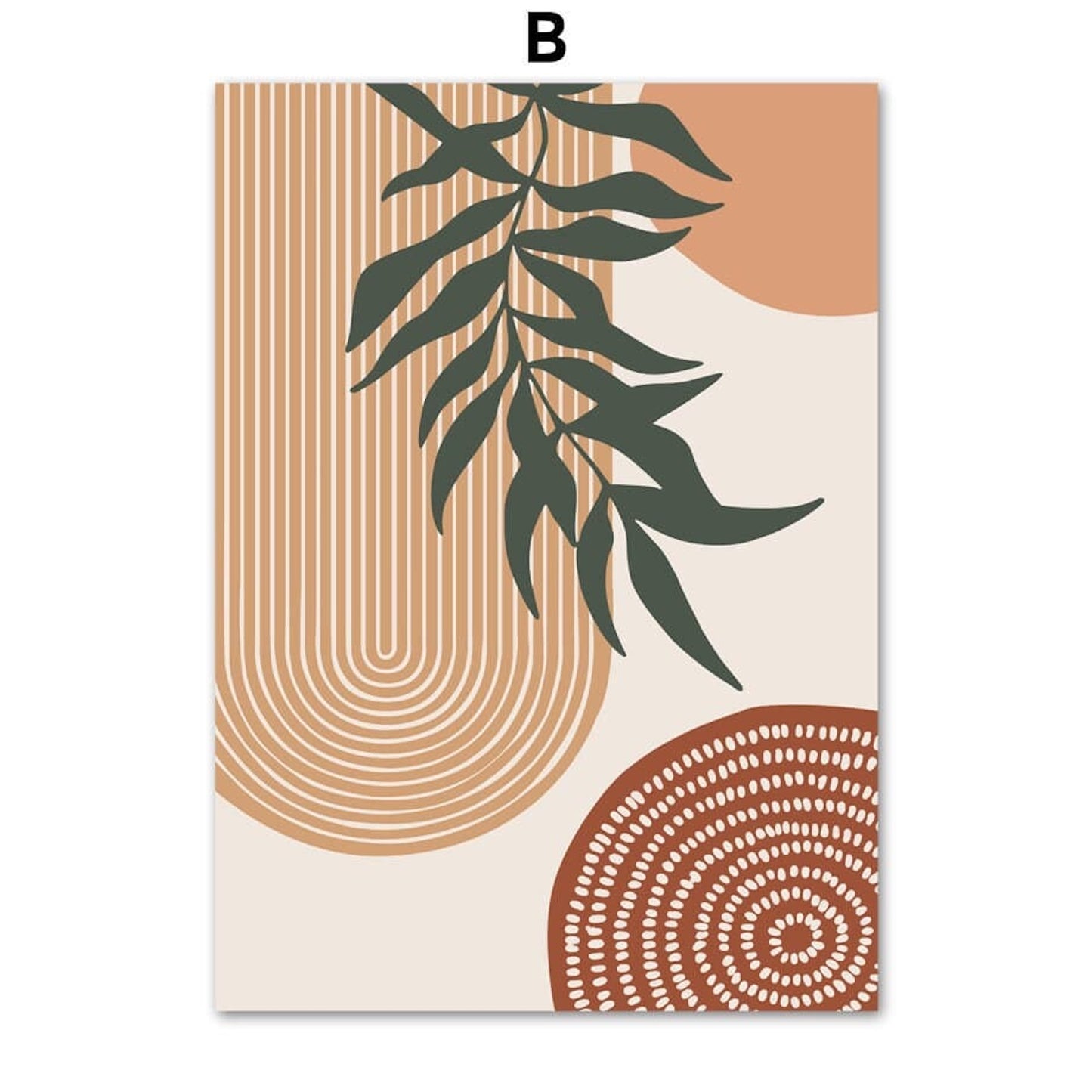 Poster Boho Grüne Blätter · Geometrische Formen als Deko Print ohne Rahmen