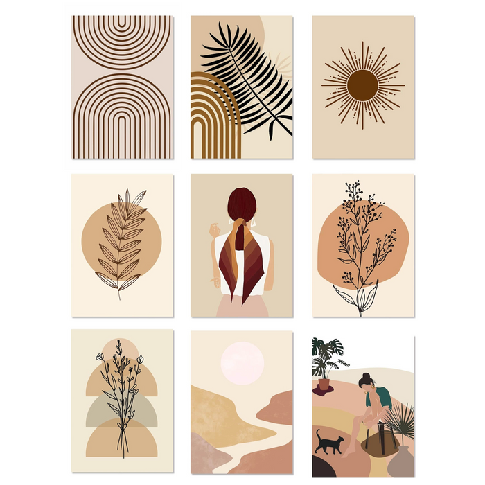 Boho Linien Poster – Premium Baumwoll-Canvas Kunst
