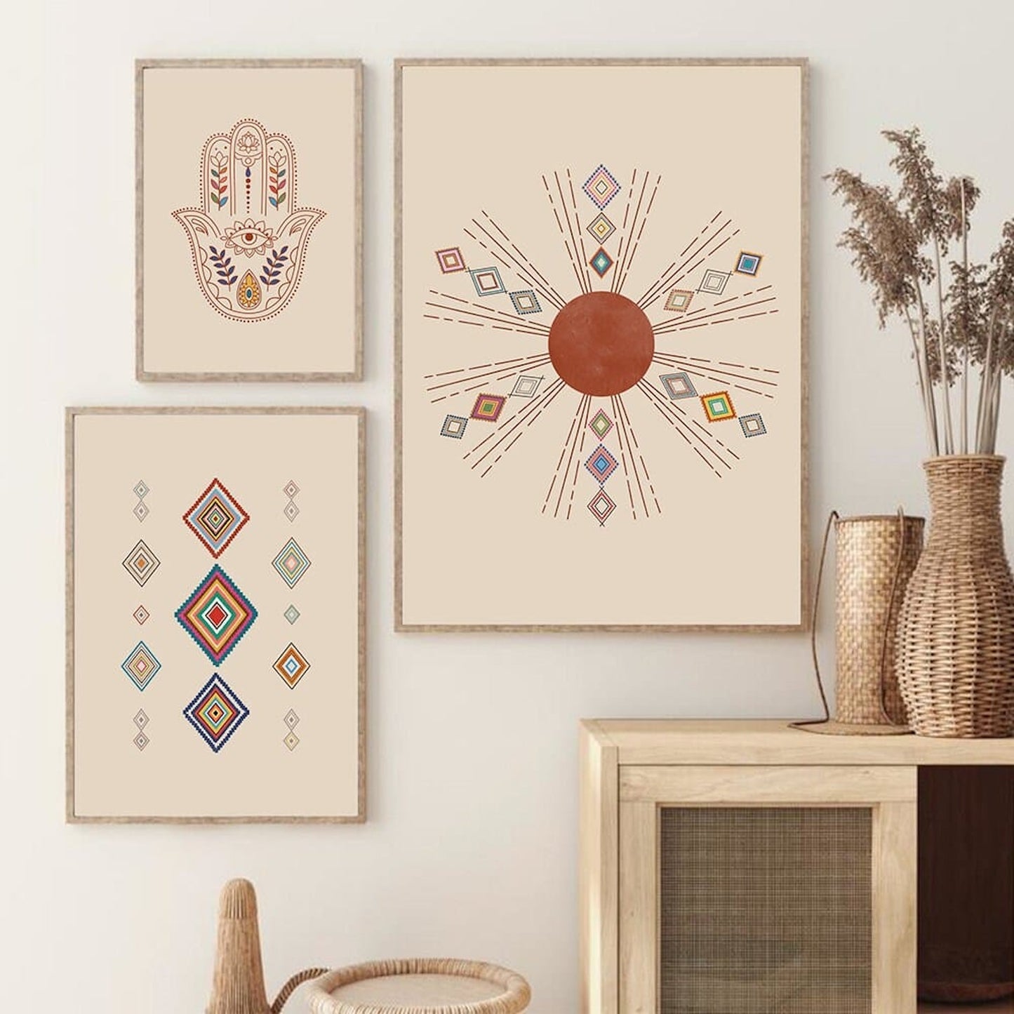 Poster Boho Marokkanisch Teppich Kunst Hand Fatima als Deko Print ohne Rahmen