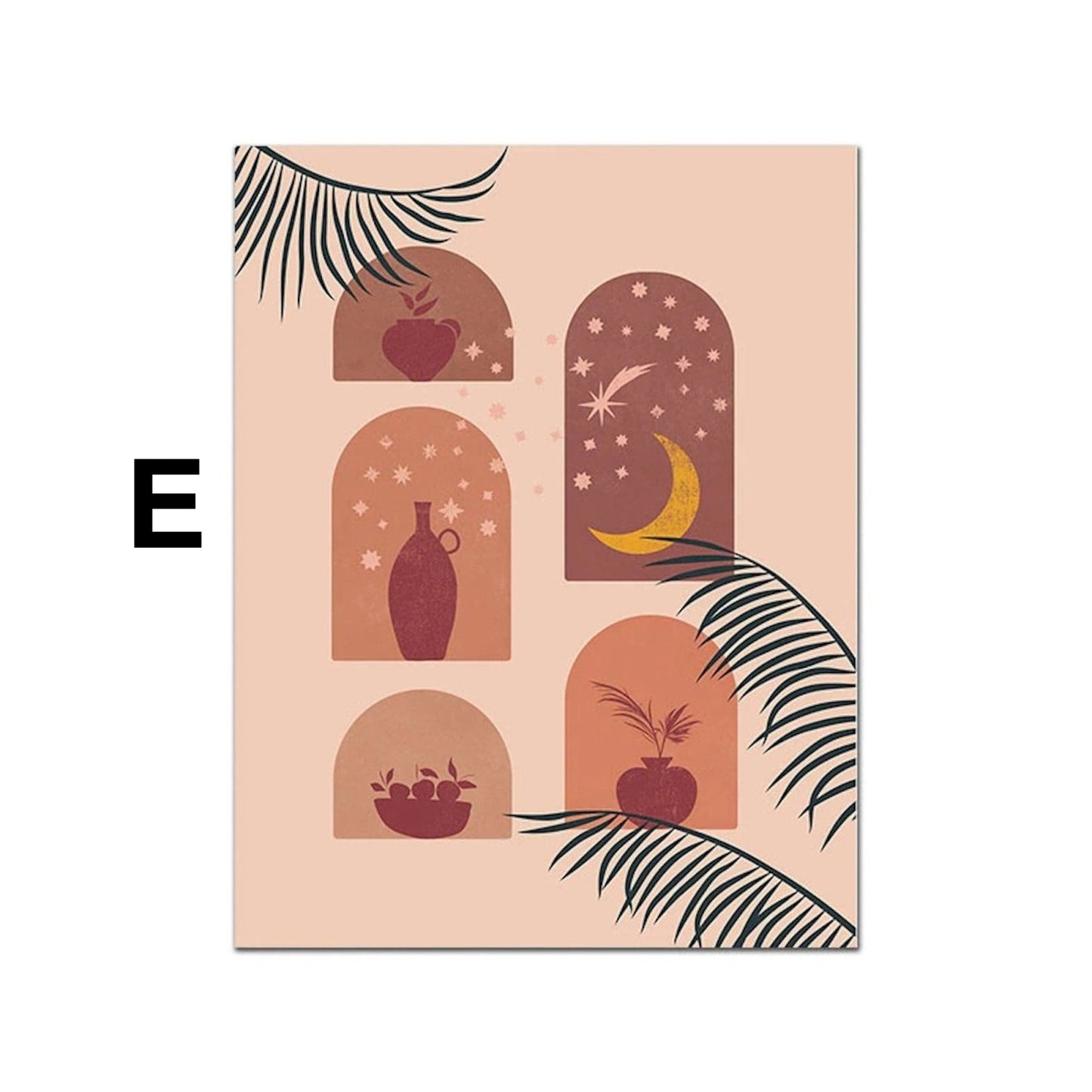 Poster Boho Sonne Botanik Blätter | Bilder Wohnzimmer | Wandbilder Schlafzimmer | Deko Print ohne Rahmen | Bilder  Kunstdruck