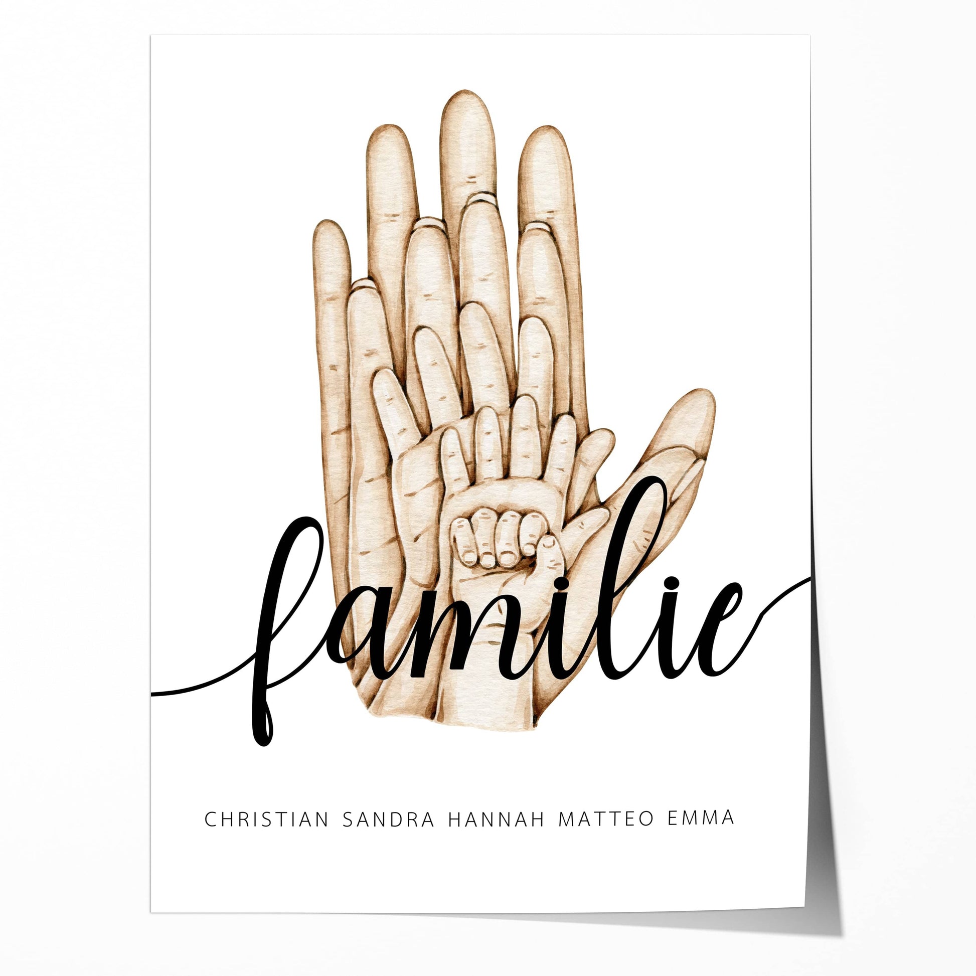 Poster Familie Personalisiert mit Händen I Familiengeschenk I Wohnzimmer & Schlafzimmer Bilder I Wand Deko I Kunstdruck I ohne Rahmen - justgoodmood