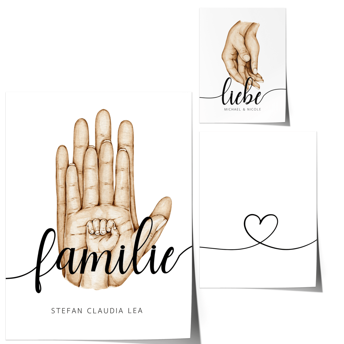 Poster Familie Personalisiert mit Händen I Familiengeschenk I Wohnzimmer & Schlafzimmer Bilder I Wand Deko I Kunstdruck I ohne Rahmen - justgoodmood