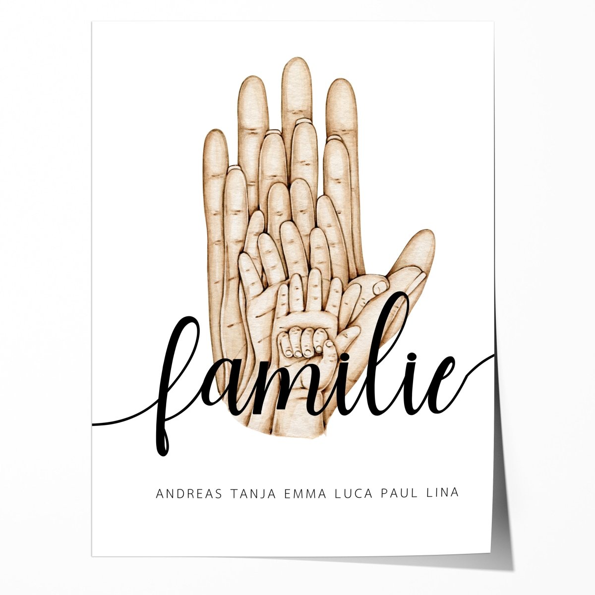 Poster Familie Personalisiert mit Händen I Familiengeschenk I Wohnzimmer & Schlafzimmer Bilder I Wand Deko I Kunstdruck I ohne Rahmen - justgoodmood