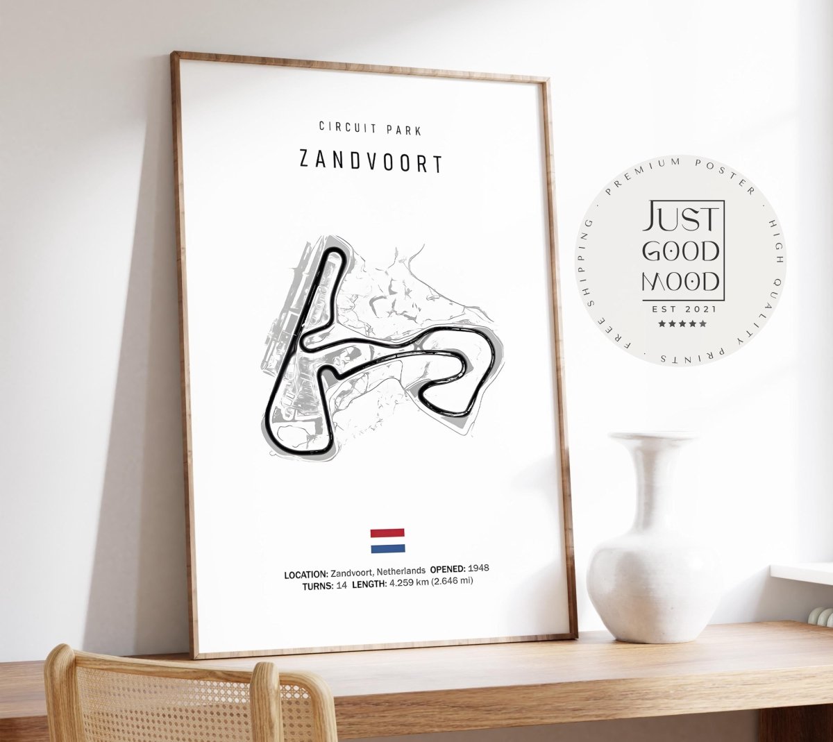 Poster Formel 1 2025 Rennstrecke Zandvoort Netherlands · Geschenkidee · Großer Preis von Zandvoort · Deko Print ohne Rahmen - justgoodmood