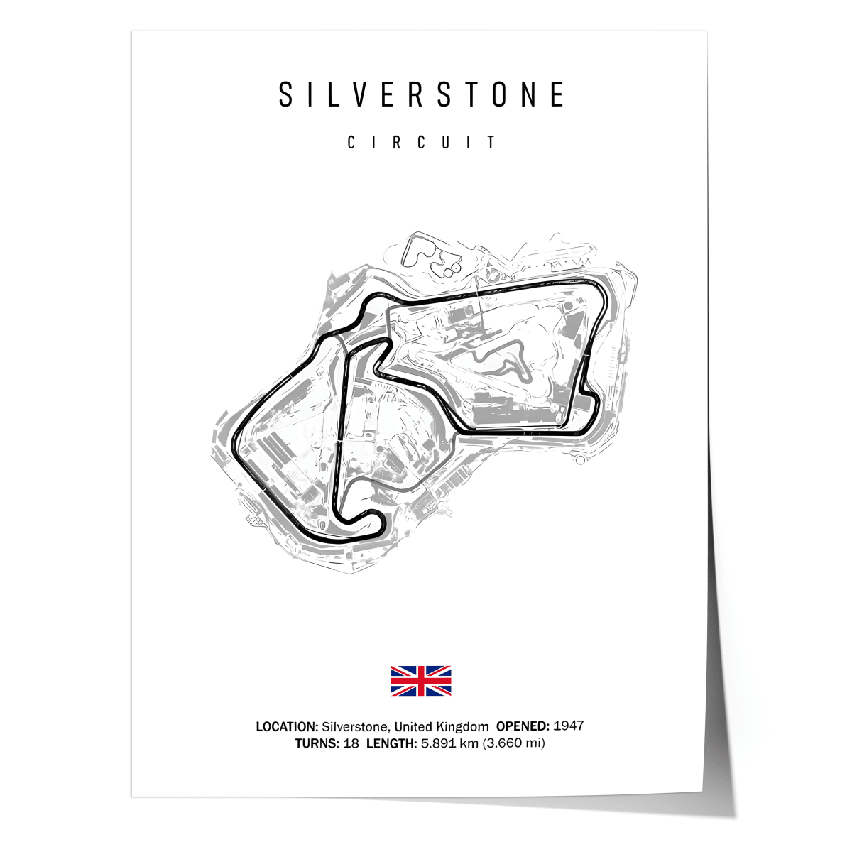 Poster Formel 1 2026 Rennstrecke Silverstone England · Geschenkidee · Großer Preis von Silverstone · Deko Print ohne Rahmen - justgoodmood