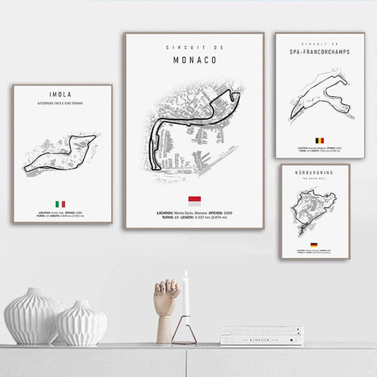 Poster Formel 1 Kalender 2026 Strecken Großer Preis von Silverstone Laguna Seca als Deko Print ohne Rahmen