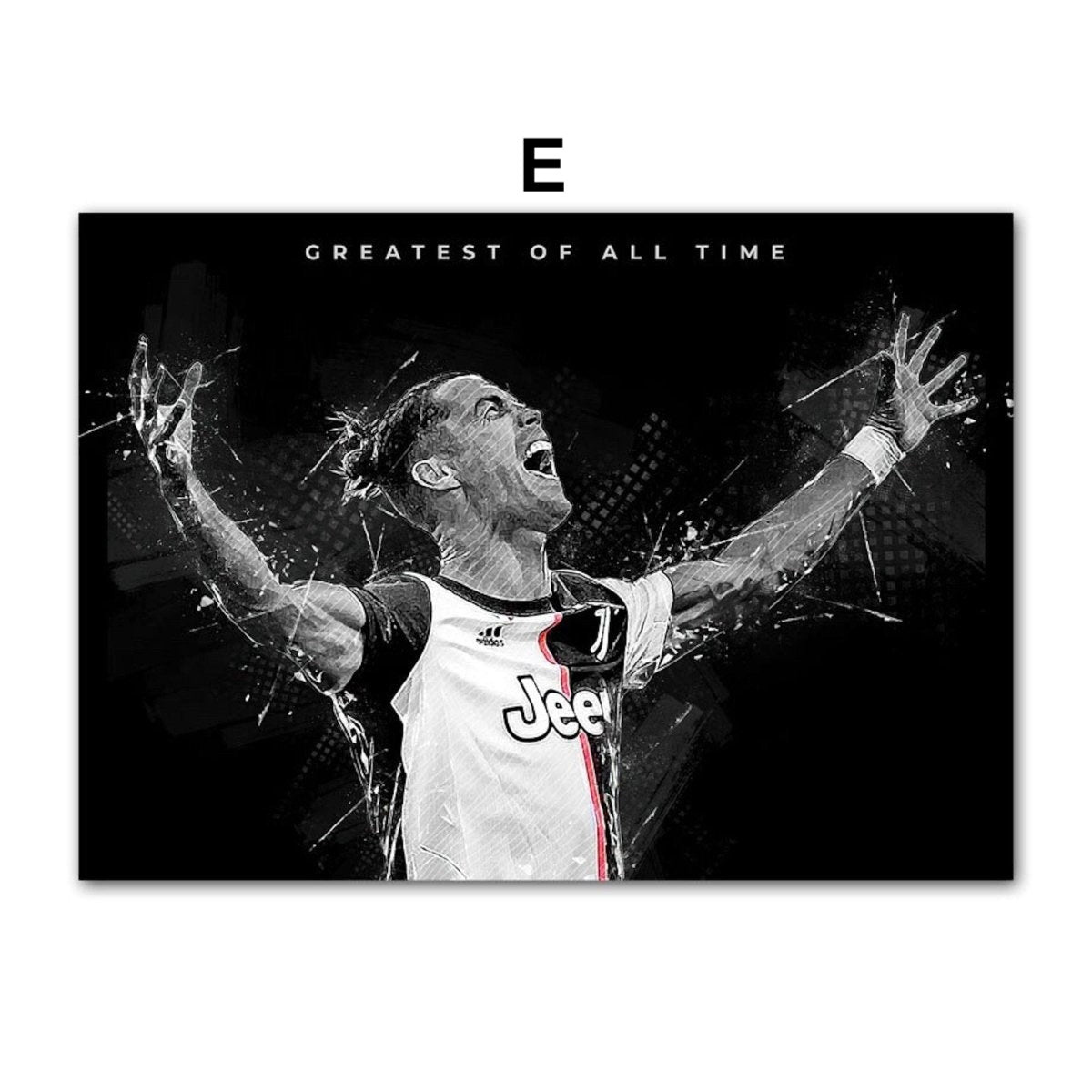 Poster Fußball Christiano Ronaldo in Schwarz Weiss Farben als Deko Print ohne Rahmen