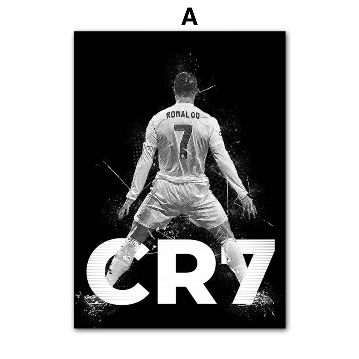 Poster Fußball Christiano Ronaldo in Schwarz Weiss Farben als Deko Print ohne Rahmen