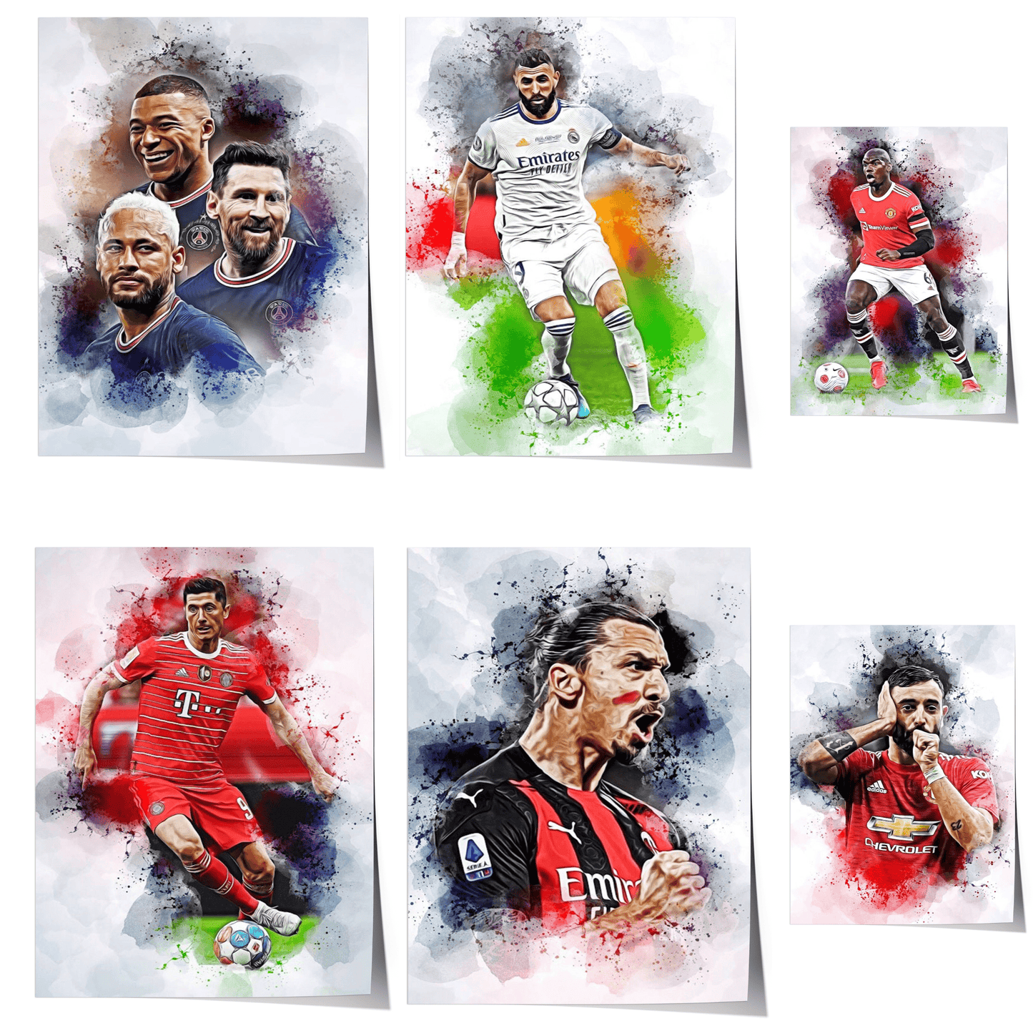 Poster Fußballspieler Paris Sant German Messi Mbappe Nejmar Jr und andere Spieler als Deko Print ohne Rahmen - justgoodmood