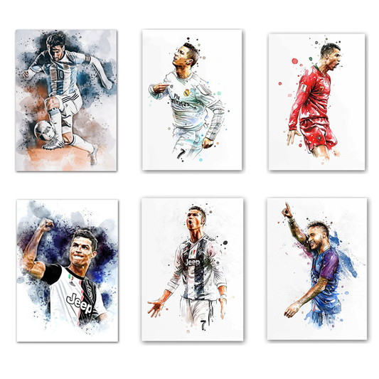 Poster Fußballspieler Tor Jubel Lionel Messi und Christiano Ronaldo als Deko Print ohne Rahmen
