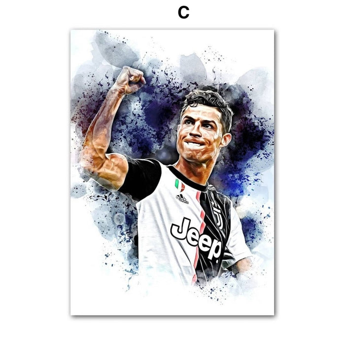 JUSTGOODMOOD Poster – Messi & Ronaldo auf Baumwolle