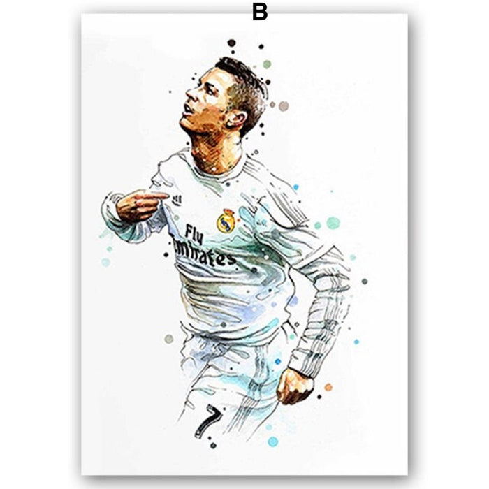 JUSTGOODMOOD Poster – Messi & Ronaldo auf Baumwolle
