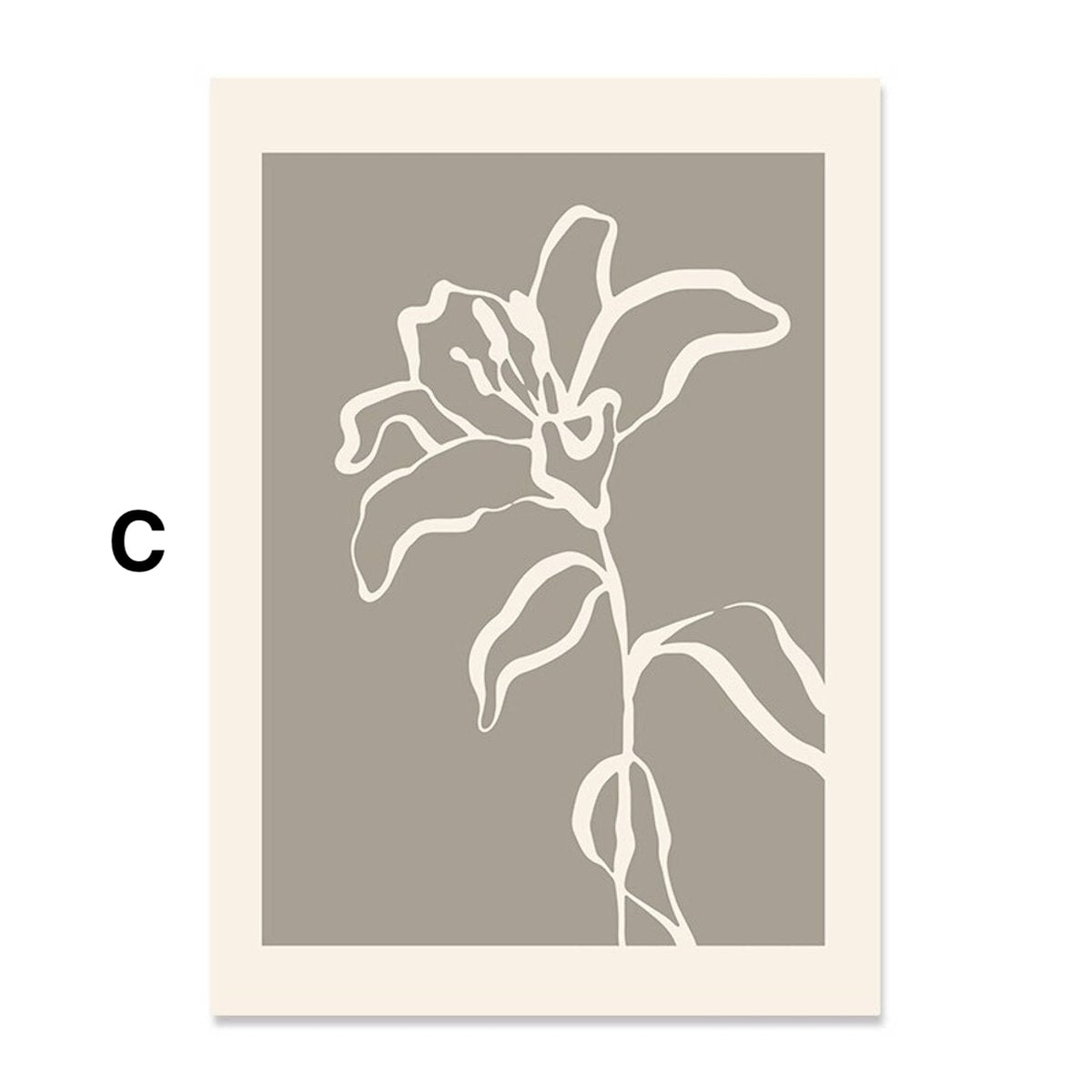 Poster face people and plants as a decorative print without a frame
