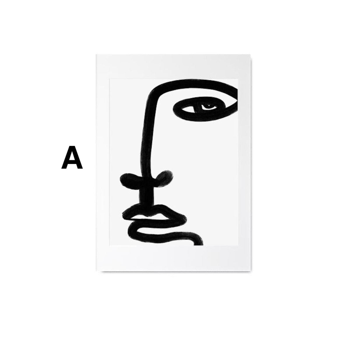 Poster Faces Lines and abstract shapes as a decorative print without a frame