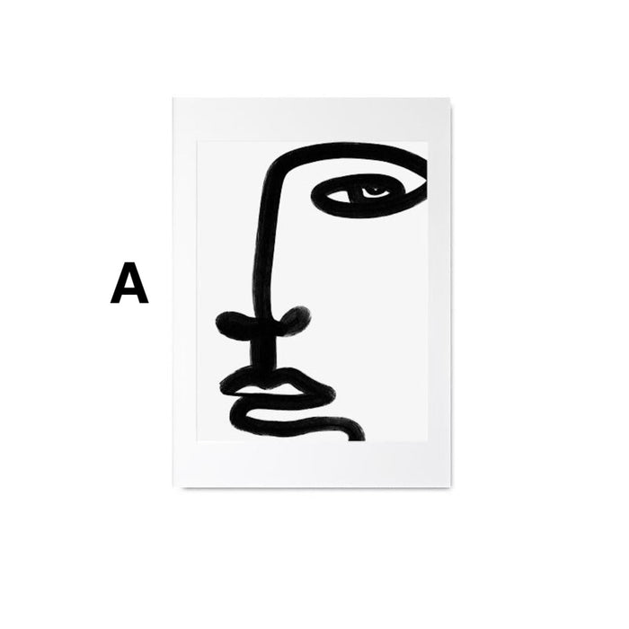 JUSTGOODMOOD Poster: Gesichter & Linien auf Baumwolle