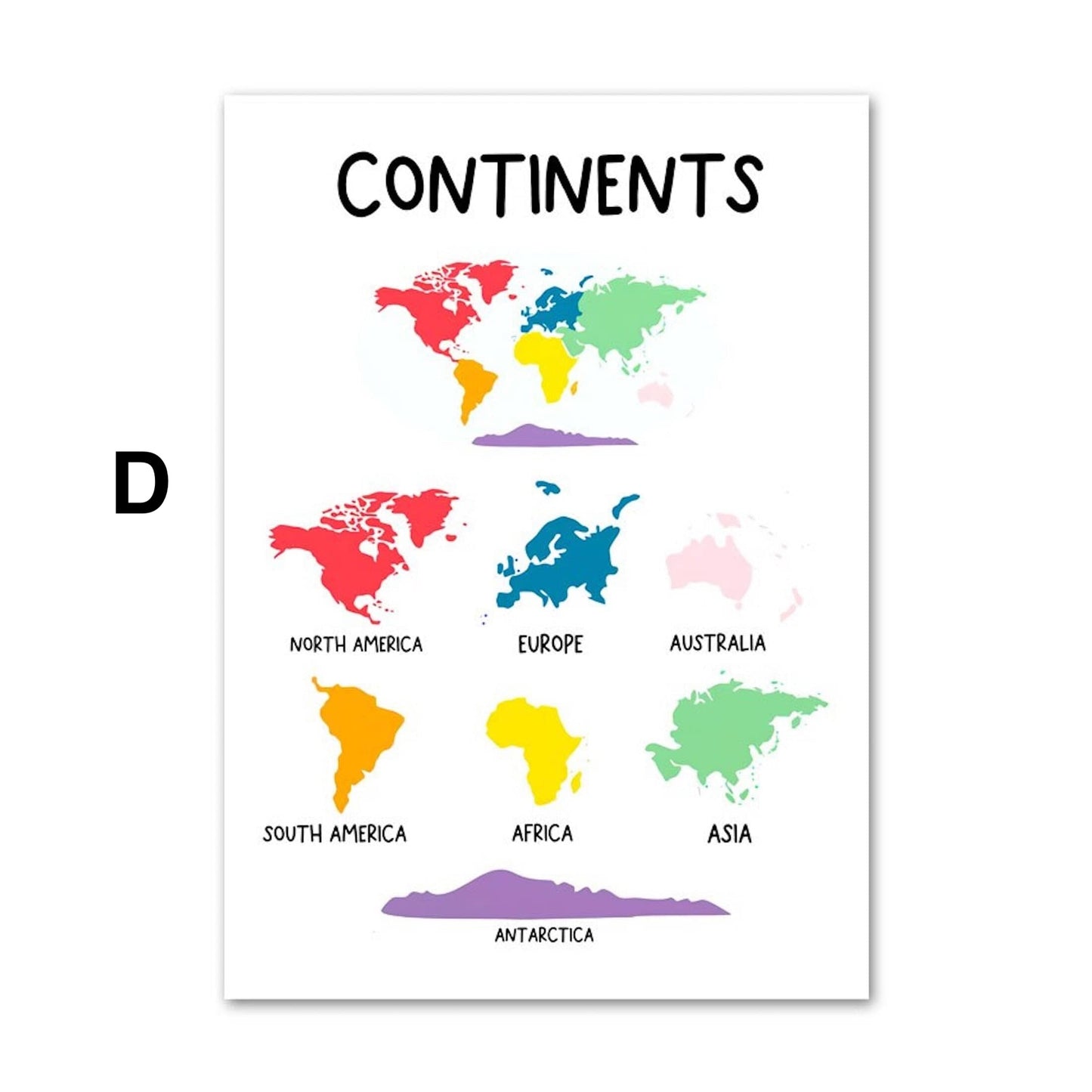 Kinder lern Poster Zahlen Kontinente Zahlen Wetter Farben Formen Planeten · Deko Print ohne Rahmen