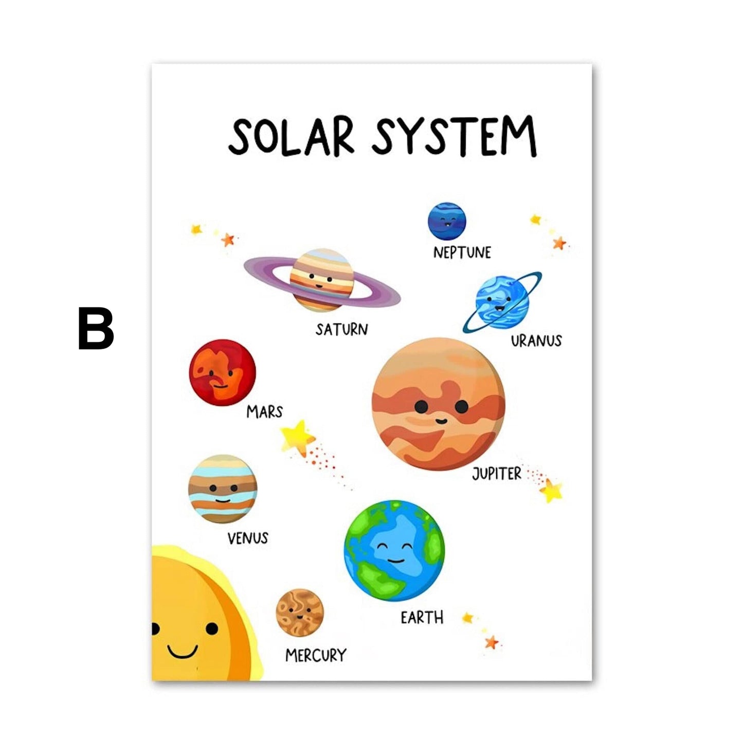 Kinder lern Poster Zahlen Kontinente Zahlen Wetter Farben Formen Planeten · Deko Print ohne Rahmen