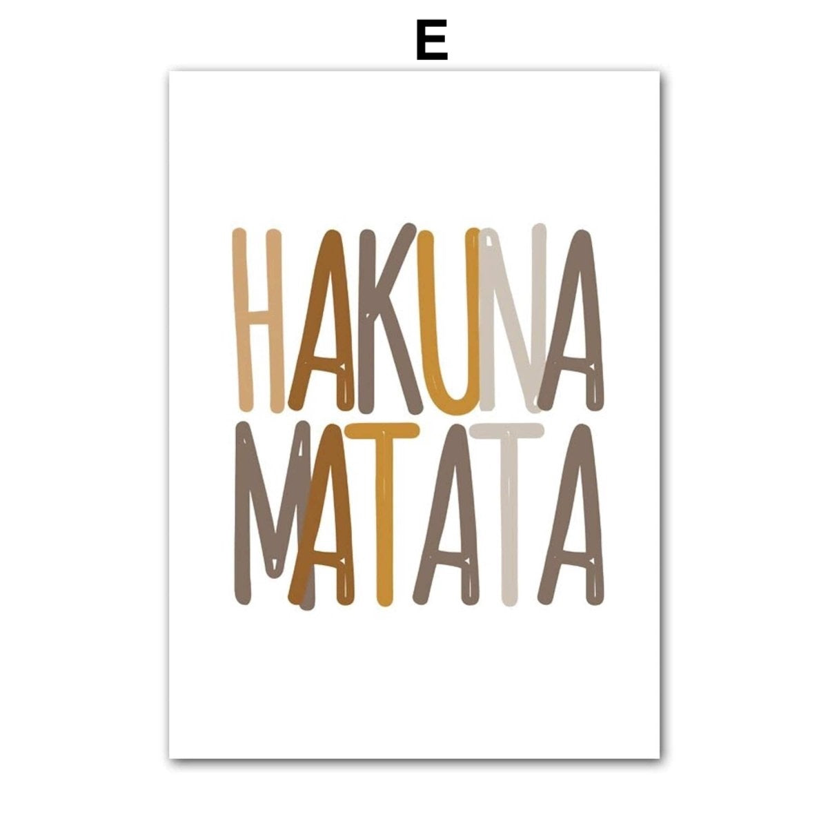 Poster children motifs with lion tiger and Hakuna Matata as a decorative print without a frame