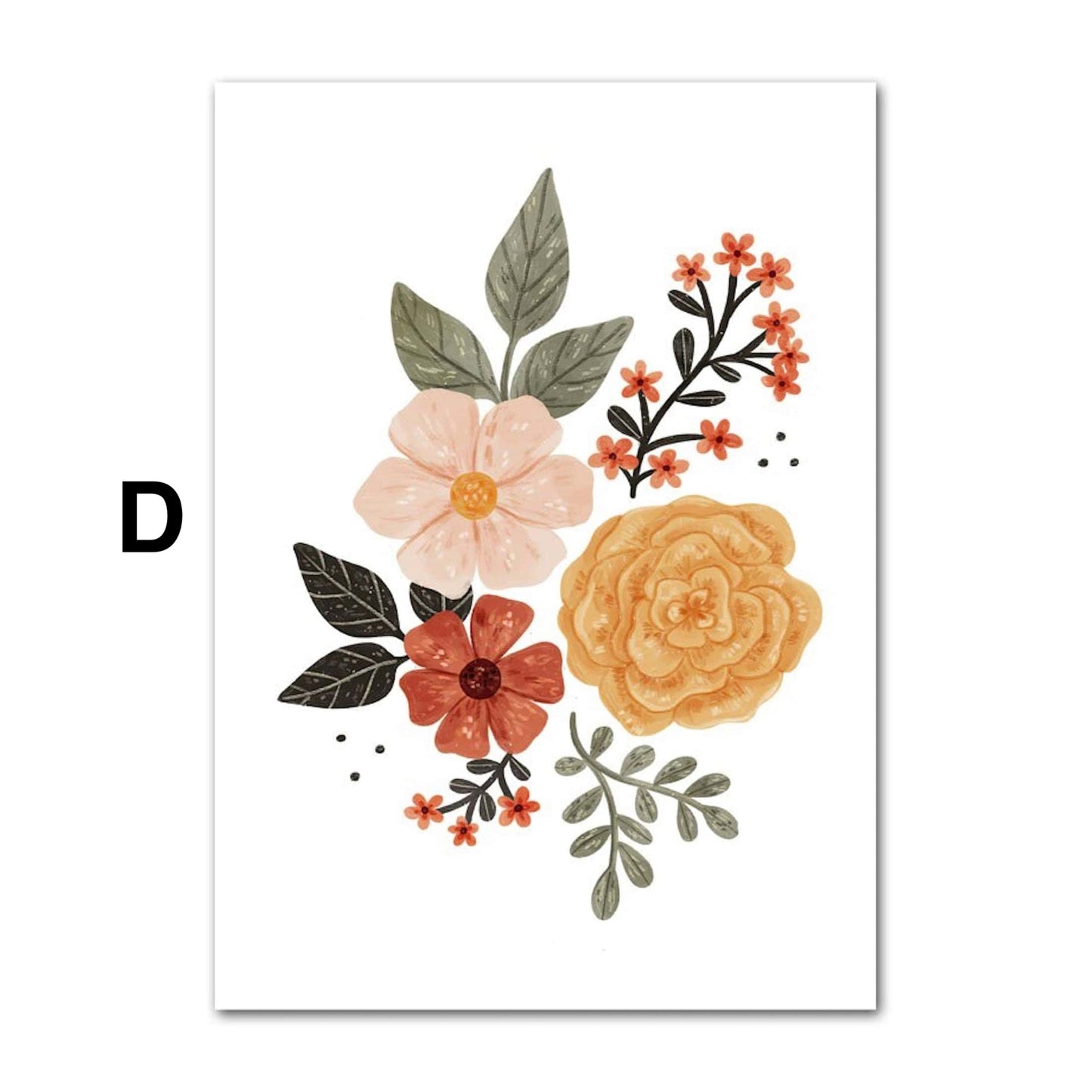 Poster Kinder süße Tiere im Boho Stil Bär Eichhörnchen Schnecke Pilzhaus und Blumen als Deko Print ohne Rahmen