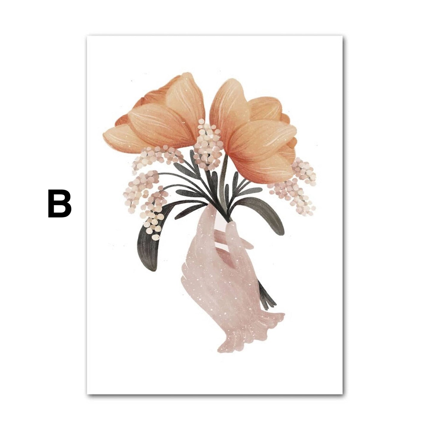 Poster Kinder süße Tiere im Boho Stil Bär Eichhörnchen Schnecke Pilzhaus und Blumen als Deko Print ohne Rahmen