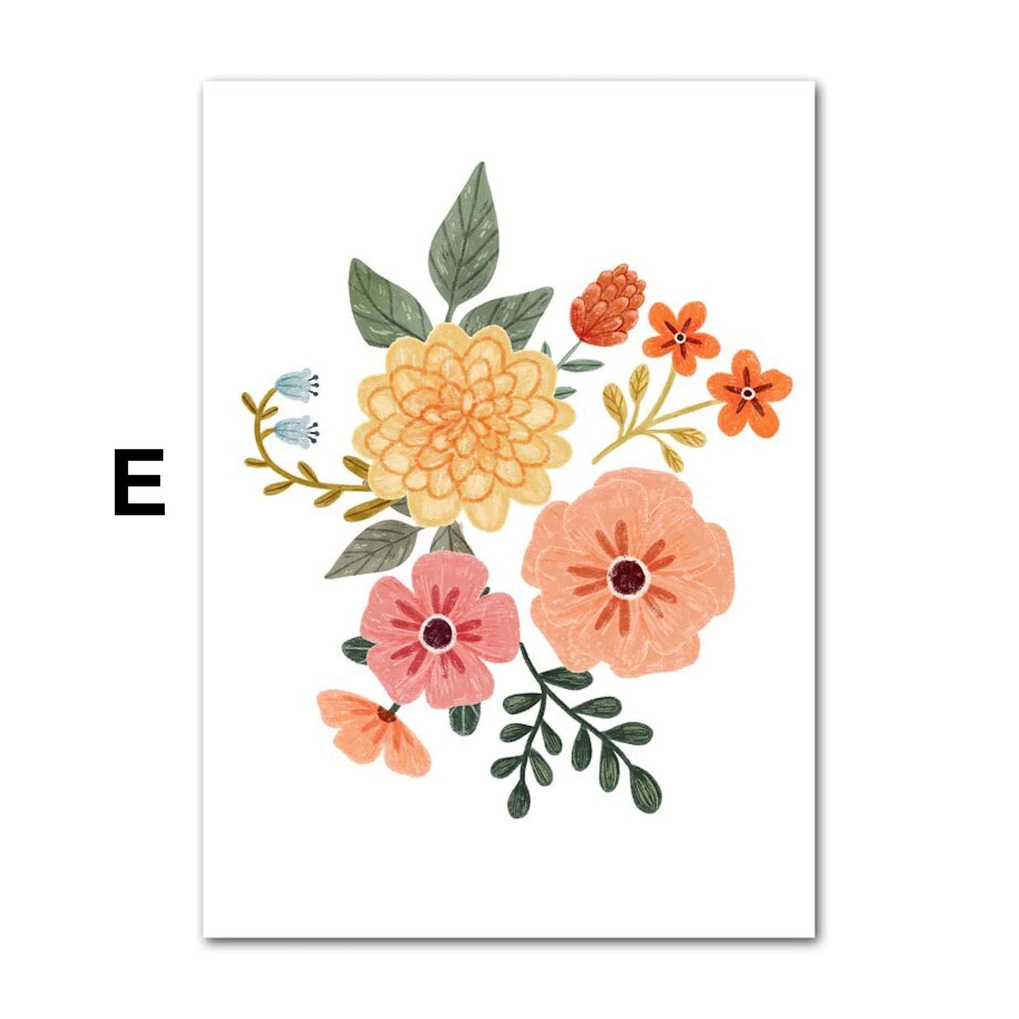 Poster Kinder süße Tiere im Boho Stil Bär Eichhörnchen Schnecke Pilzhaus und Blumen als Deko Print ohne Rahmen