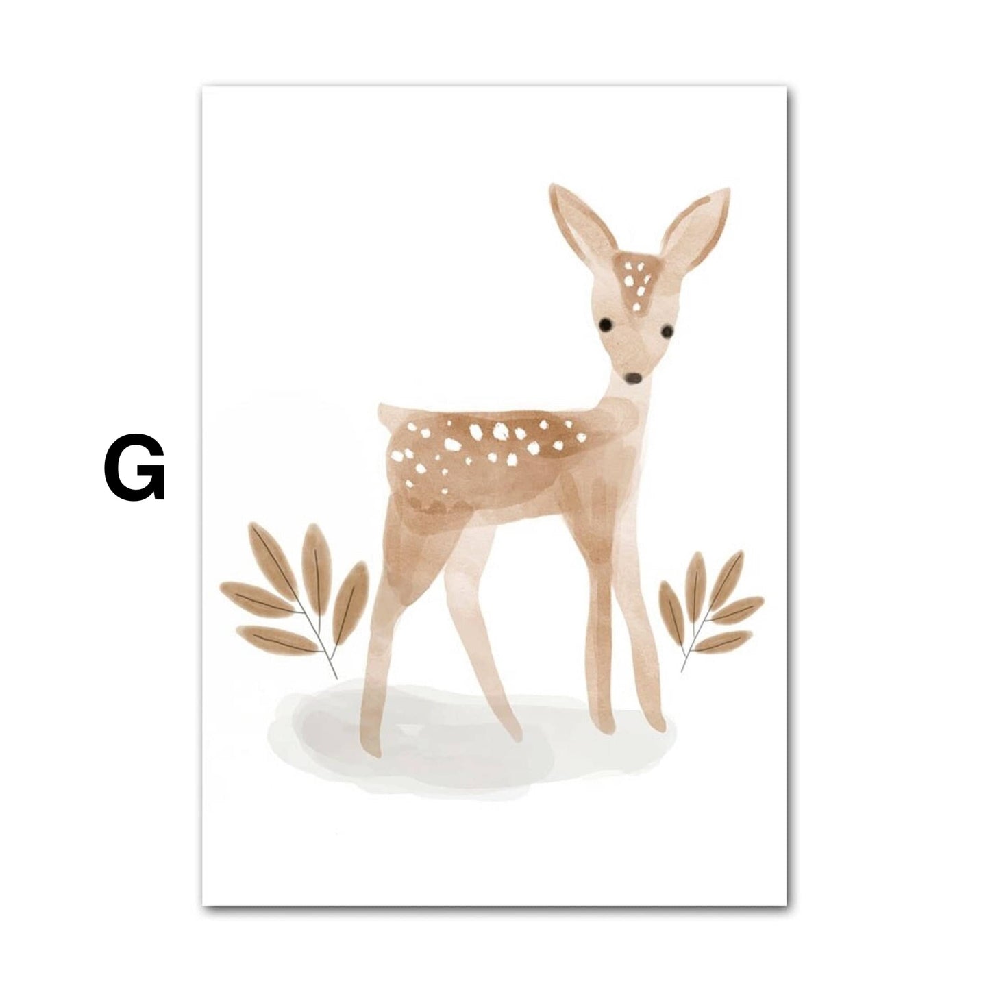 Poster Kinder süße Tiere im Boho Stil Bär Reh Regenbogen Vogel und Blume als Deko Print ohne Rahmen