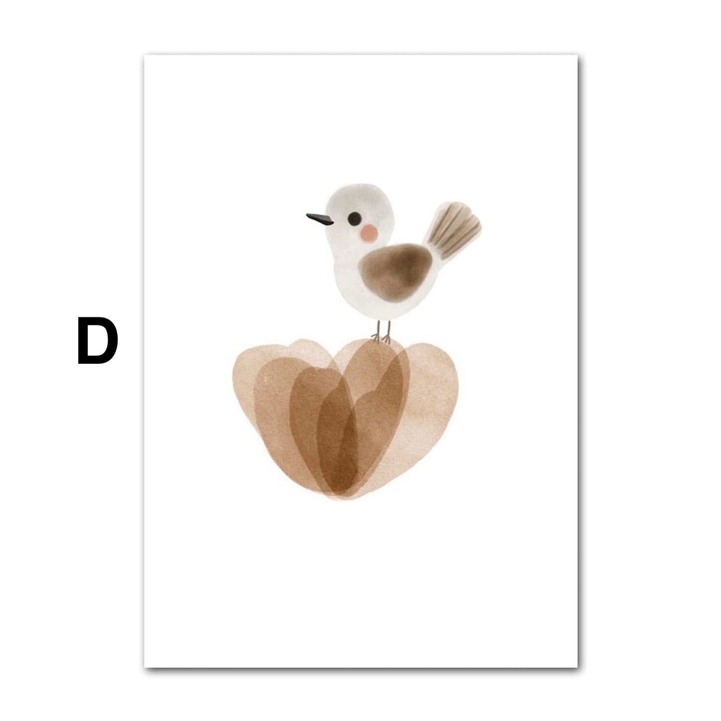 Poster Kinder süße Tiere im Boho Stil Bär Reh Regenbogen Vogel und Blume als Deko Print ohne Rahmen