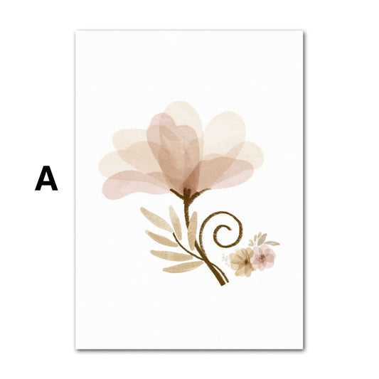 Poster Kinder süße Tiere im Boho Stil Bär Reh Regenbogen Vogel und Blume als Deko Print ohne Rahmen
