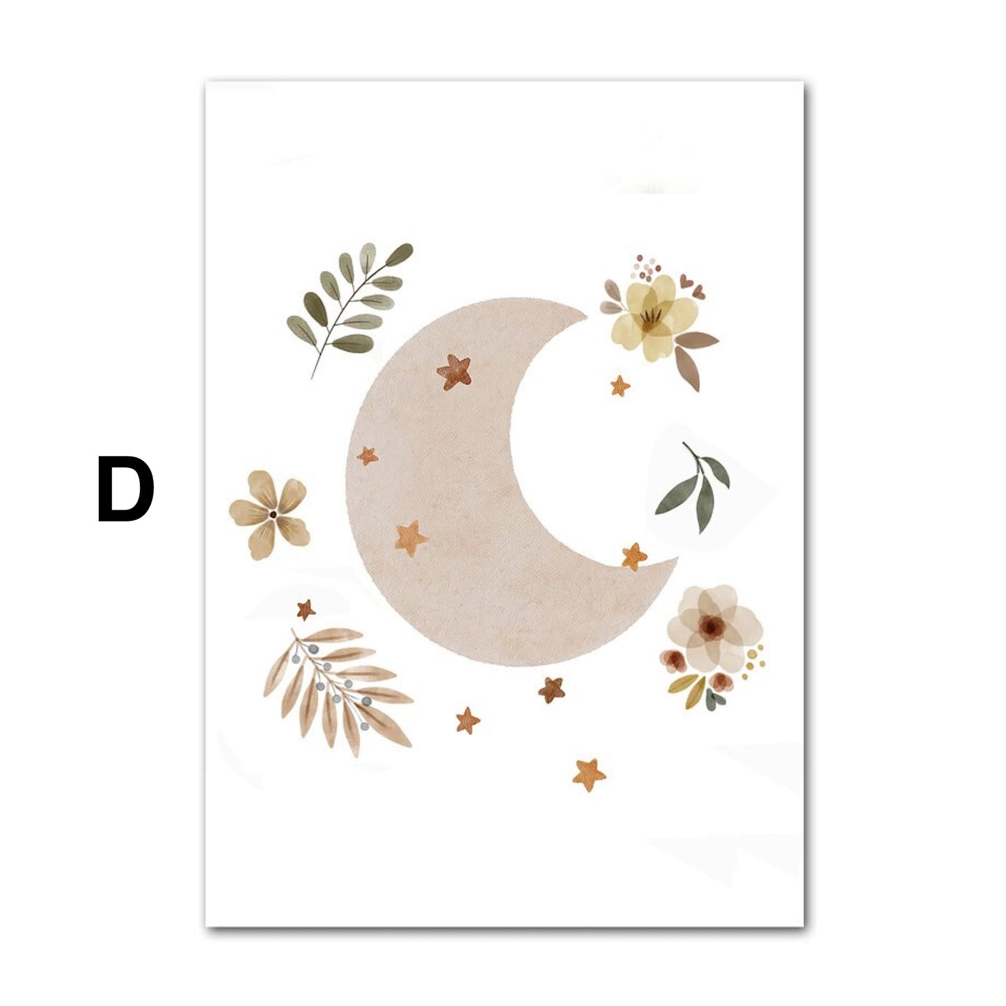 Poster Kinder süße Tiere im Boho Stil Nilpferd Elefant Löwe Regenbogen Sonne und Mond als Deko Print ohne Rahmen