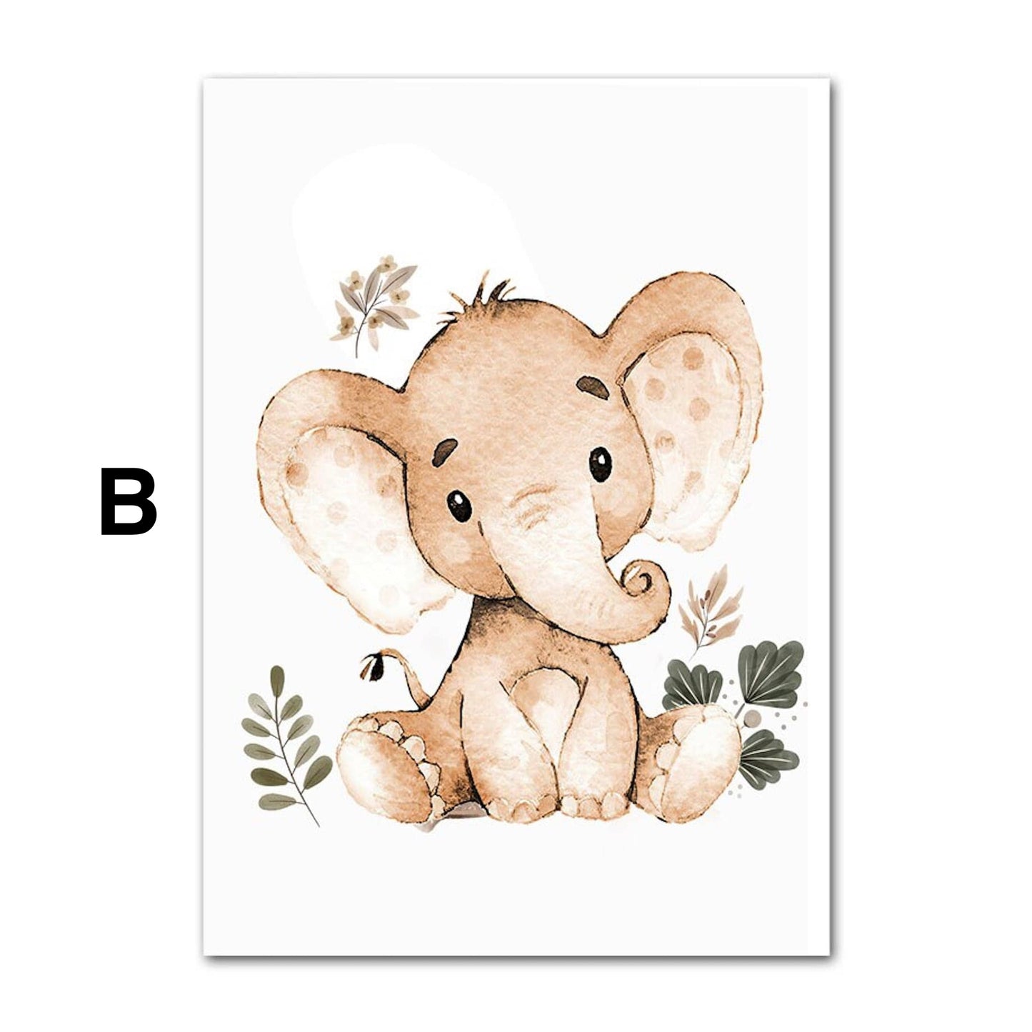 Poster Kinder süße Tiere im Boho Stil Nilpferd Elefant Löwe Regenbogen Sonne und Mond als Deko Print ohne Rahmen