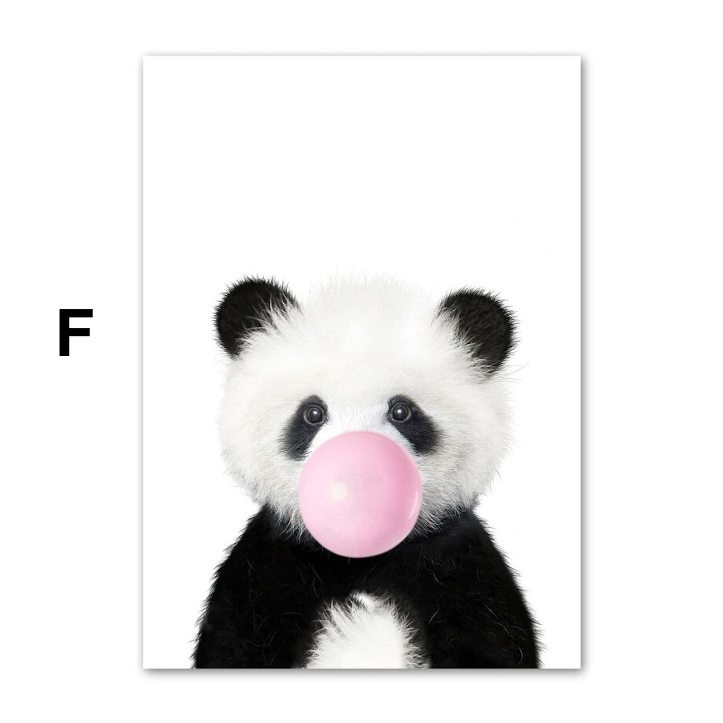 Poster Kinder Tiere mit rosa Kaugummi Panda Eule Alpaka Elefant Koala und Affe als Deko Print ohne Rahmen
