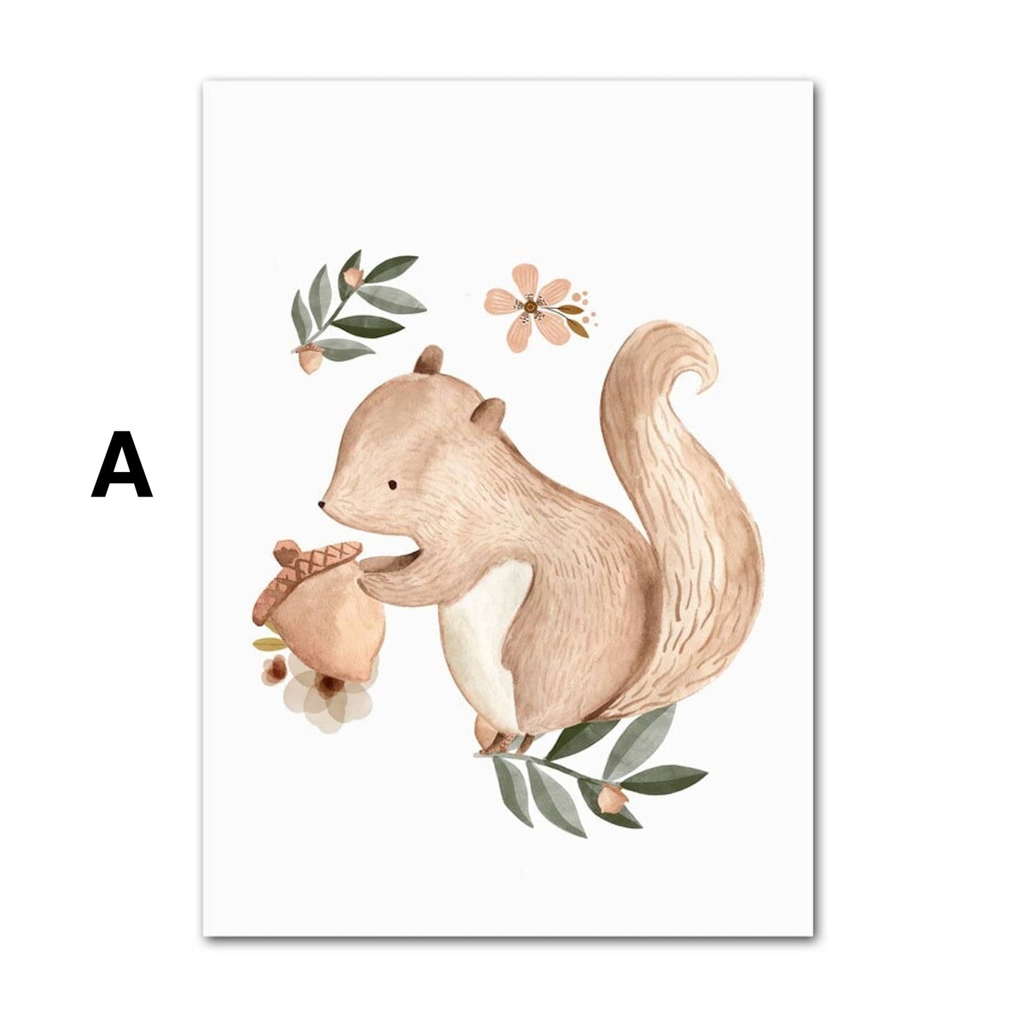 Poster Kinder Tiere Regenbogen Sternschnuppe Eichhörnchen Fuchs Igel Bär und Hase   als Deko Print ohne Rahmen